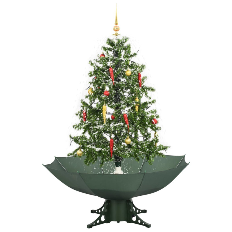 Arbre de Noël neigeux avec base de parapluie Vert 140 cm