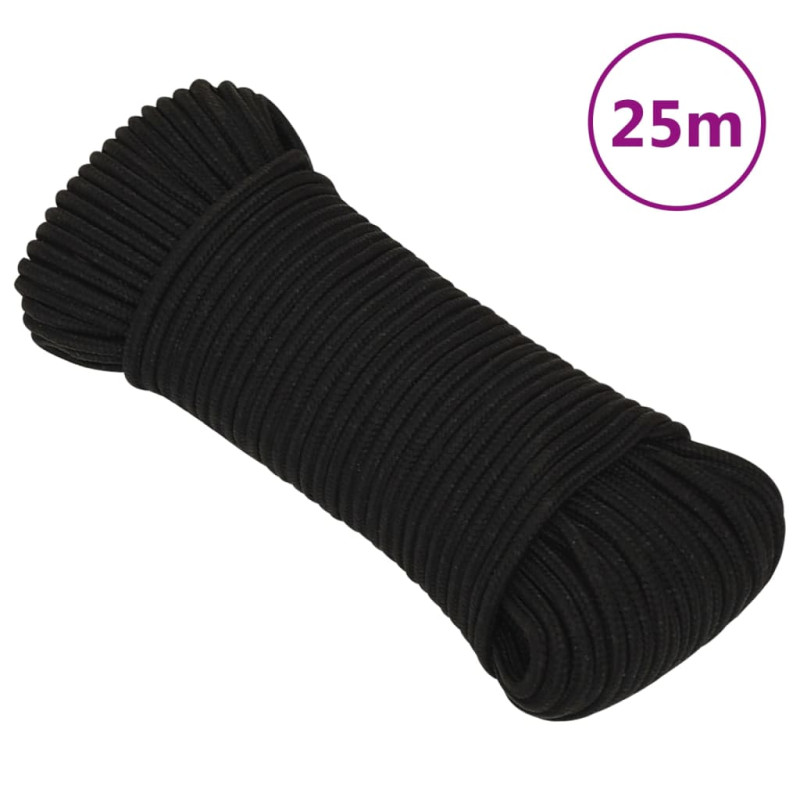 Corde de travail Noir 5 mm 25 m Polyester