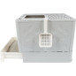 Maison de toilette - M PETS - SILE TOP - Gris - 51 x 41 x 12.5 cm - Pratique, démontable, tiroir coulissant, pelle incluse