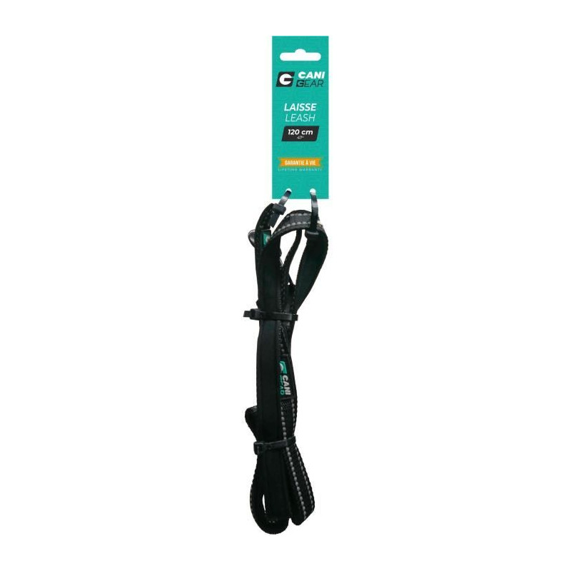 Laisse pour chien - CANI GEAR - 120 cm - Noir