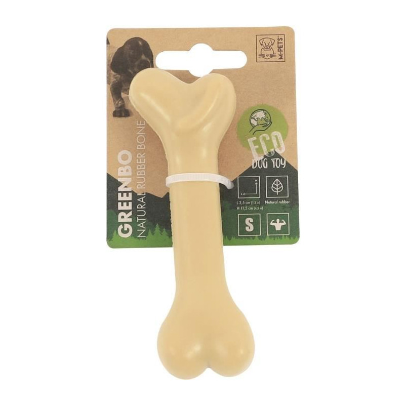 Os en caoutchouc - M PETS - GREENBO - Naturel S - 11,5 x 3,5 x 2,5 cm - Durable - Hygiene dentaire