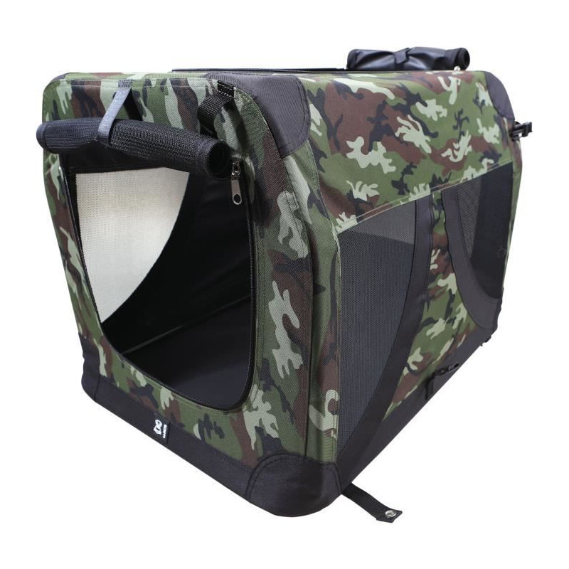 Caisse de transport - M PETS - COMFORT CRATE L - Camouflage - Pliable - Cadre métallique - Grilles d'aération