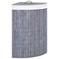 Panier à linge d angle Bambou Gris 60 L