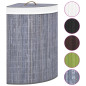 Panier à linge d angle Bambou Gris 60 L