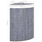 Panier à linge d angle Bambou Gris 60 L