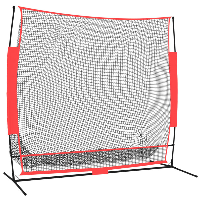 Filet de baseball portable noir rouge 215x107x216 cm polyester