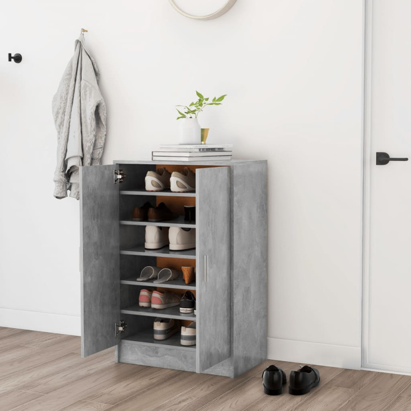 Armoire à chaussures Gris béton 60x35x92 cm Bois d’ingénierie