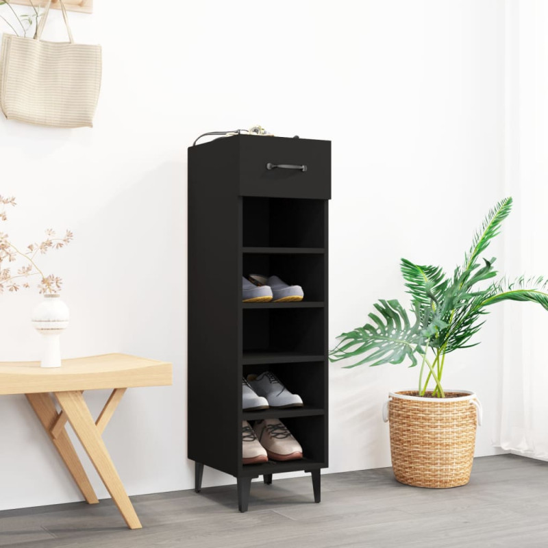 Armoire à chaussures Noir 30x35x105 cm Bois d ingénierie