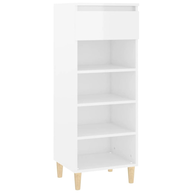 Armoire à chaussures Blanc brillant 40x36x105cm Bois ingénierie