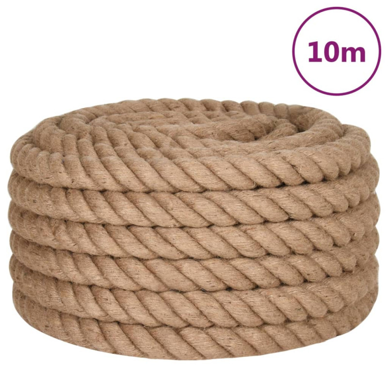 Corde de jute 10 m de long 40 mm d épaisseur