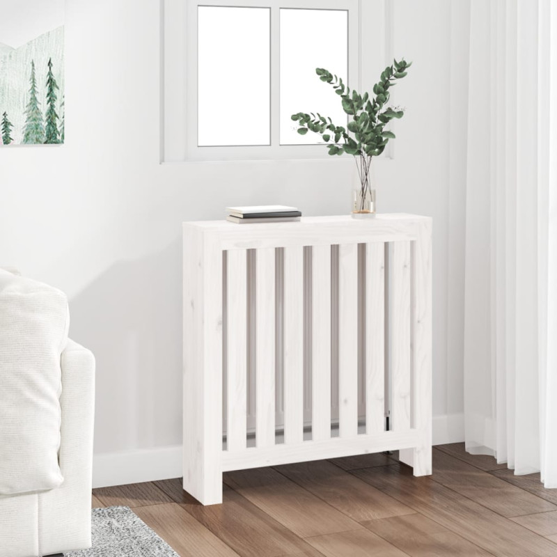 Cache radiateur Blanc 79,5x19x84 cm Bois massif de pin