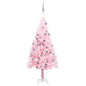 Arbre de Noël artificiel pré éclairé et boules rose 180 cm PVC