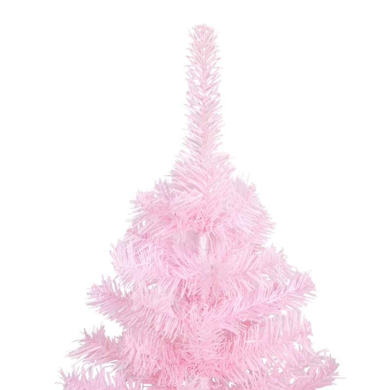 Arbre de Noël artificiel pré éclairé et boules rose 180 cm PVC