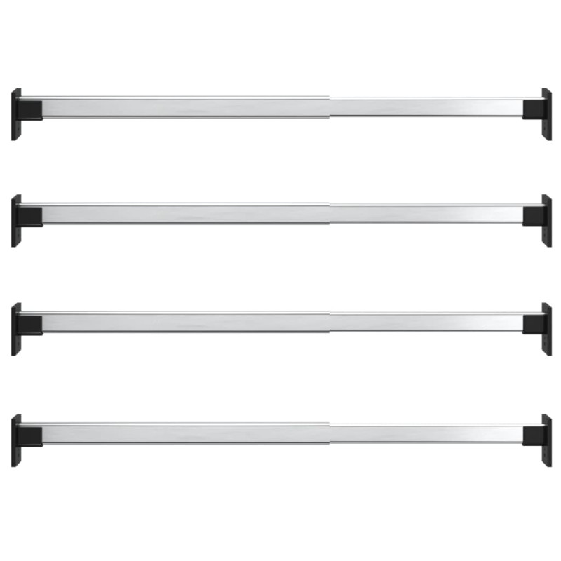 Rails de garde robe télescopiques 4 pcs Argenté 58 100 cm