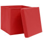 Boîtes de rangement avec couvercles 4 pcs 28x28x28 cm Rouge