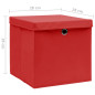 Boîtes de rangement avec couvercles 4 pcs 28x28x28 cm Rouge