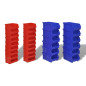 Jeu de paniers muraux de stockage Plastique 30pcs Bleu et rouge