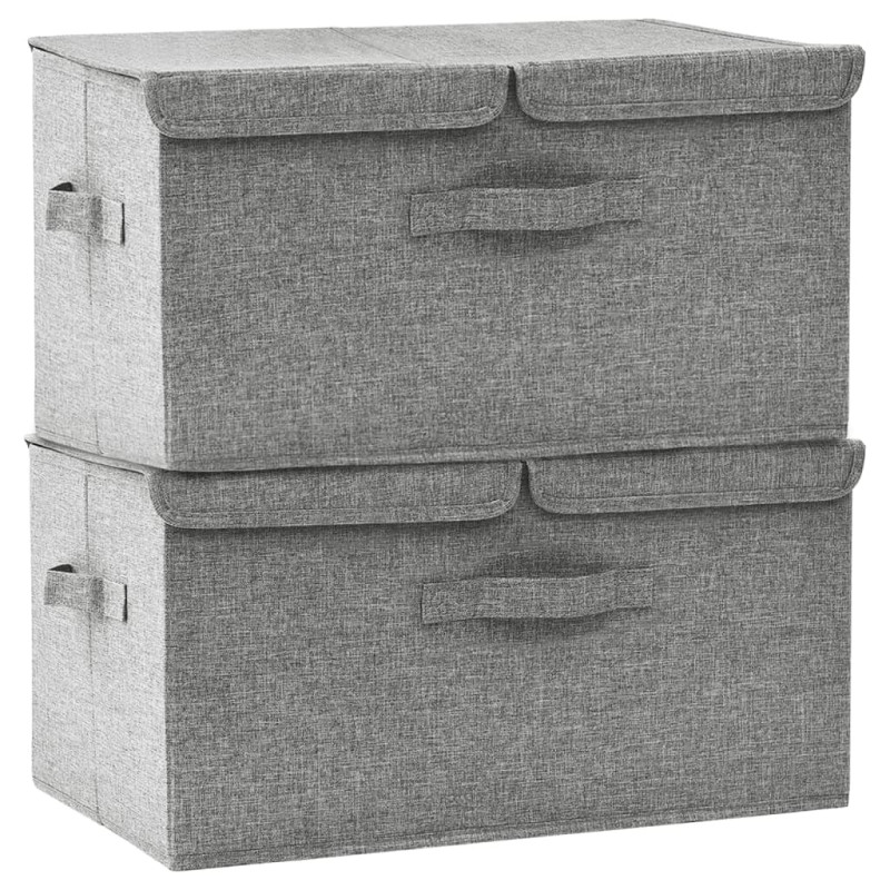 Boîtes de rangement 2 pcs Tissu 50x30x25 cm Gris