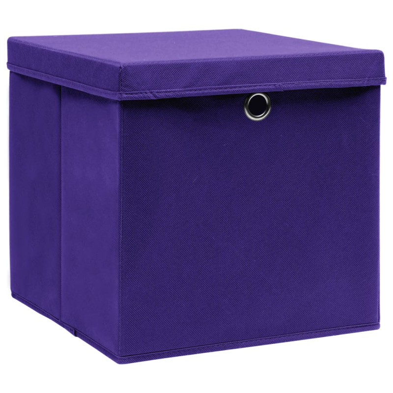 Boîtes de rangement et couvercles 10pcs Violet 32x32x32cm Tissu