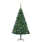 Arbre de Noël artificiel pré éclairé et boules vert 210 cm PVC