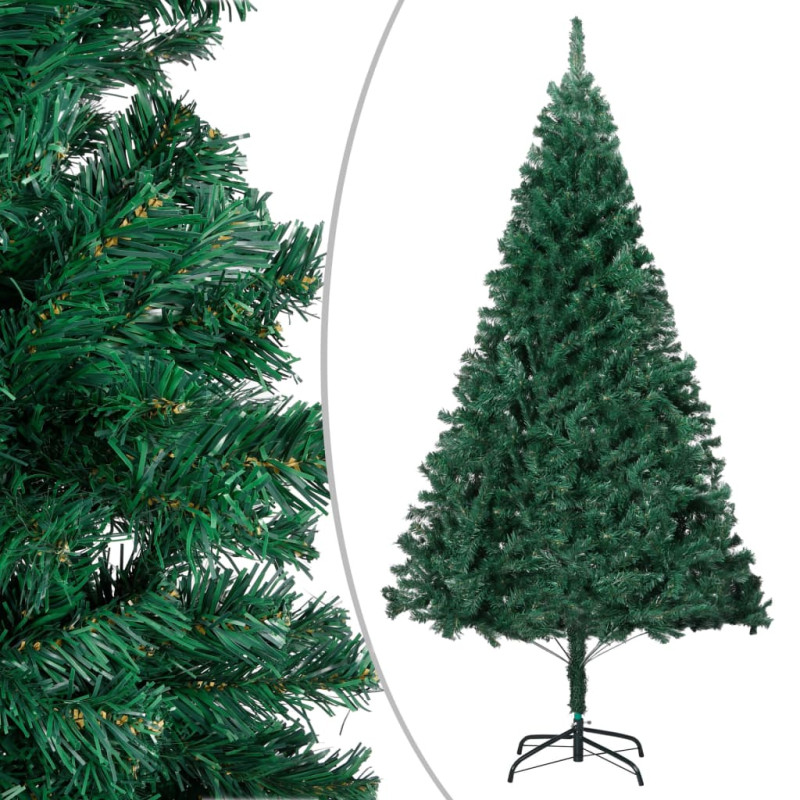 Arbre de Noël artificiel pré éclairé et boules vert 210 cm PVC