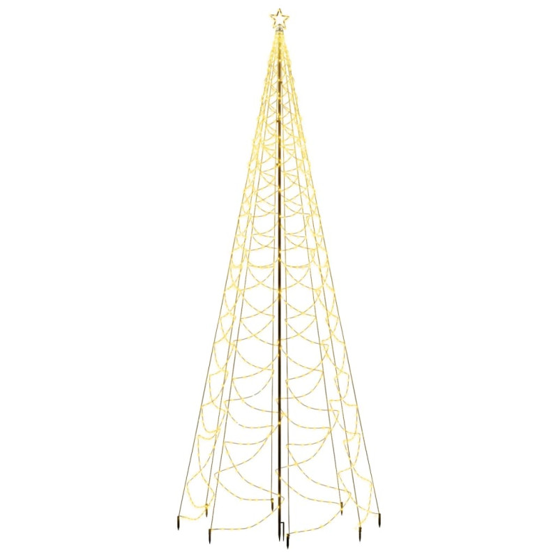 Arbre de Noël avec poteau en métal 1400 LED blanches chaudes 5m