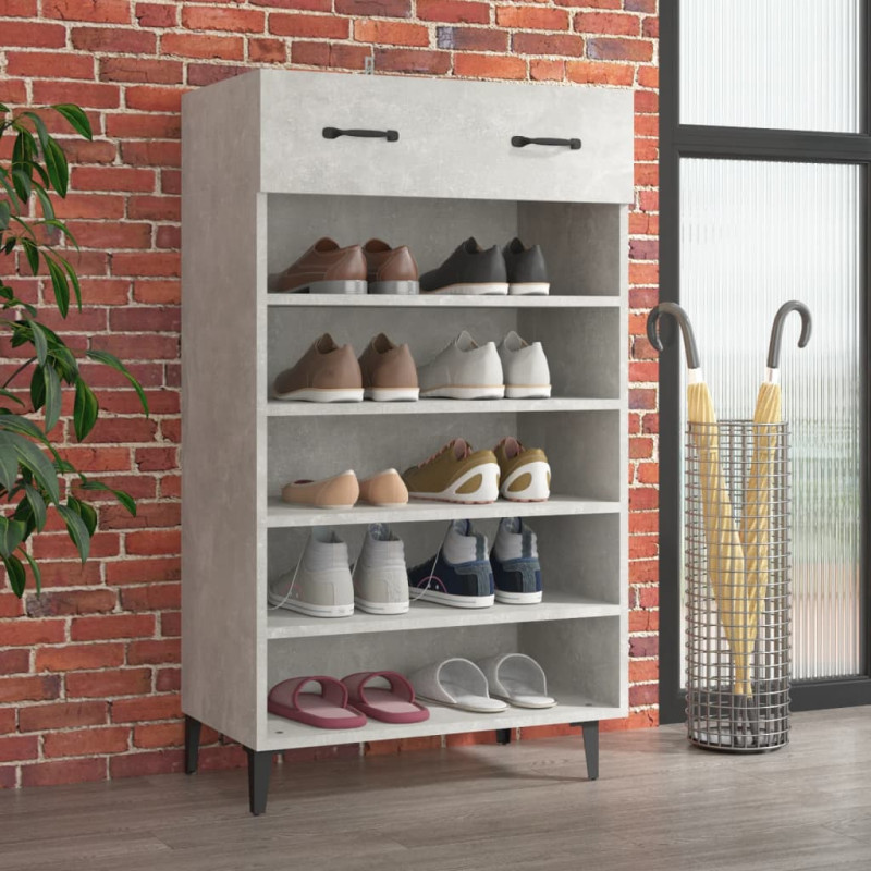 Armoire à chaussures Gris béton 60x35x105 cm Bois d ingénierie