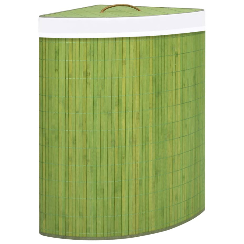 Panier à linge d angle Bambou Vert 60 L