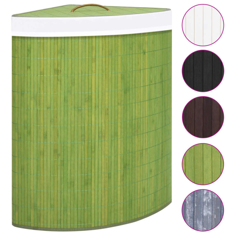 Panier à linge d angle Bambou Vert 60 L