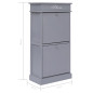 Armoire à chaussures Gris 50 x 28 x 98 cm Bois de Paulownia