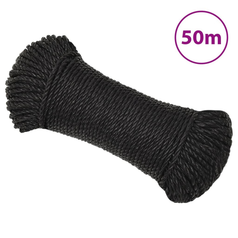 Corde de travail Noir 8 mm 50 m polypropylène