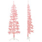 Demi sapin de Noël artificiel mince avec support Rose 120 cm