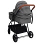 Poussette pour bébé 3 en 1 Gris clair et noir Acier