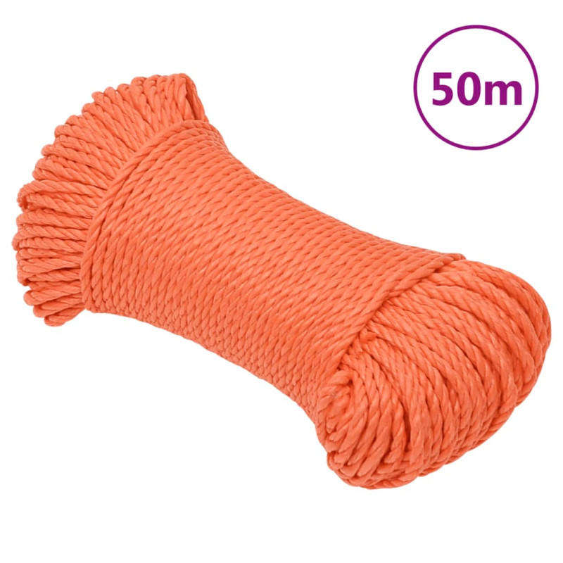 Corde de travail orange 3 mm 50 m polypropylène