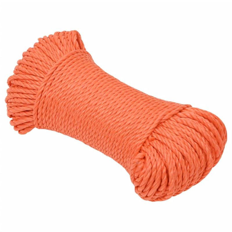 Corde de travail orange 3 mm 50 m polypropylène