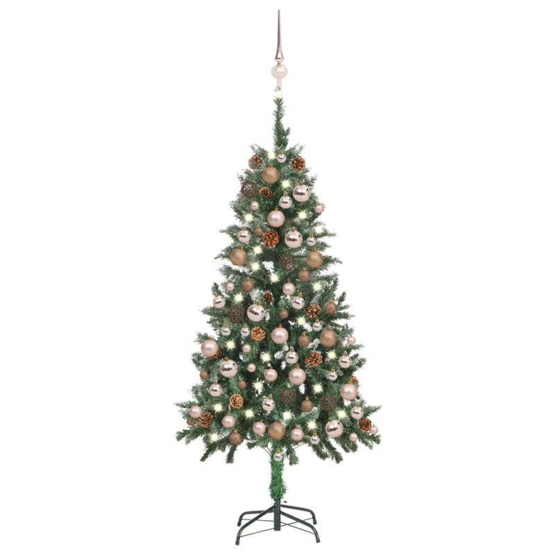 Arbre de Noël artificiel pré éclairé boules pommes de pin 150cm