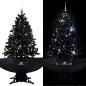 Arbre de Noël neigeux avec base de parapluie Noir 140 cm PVC