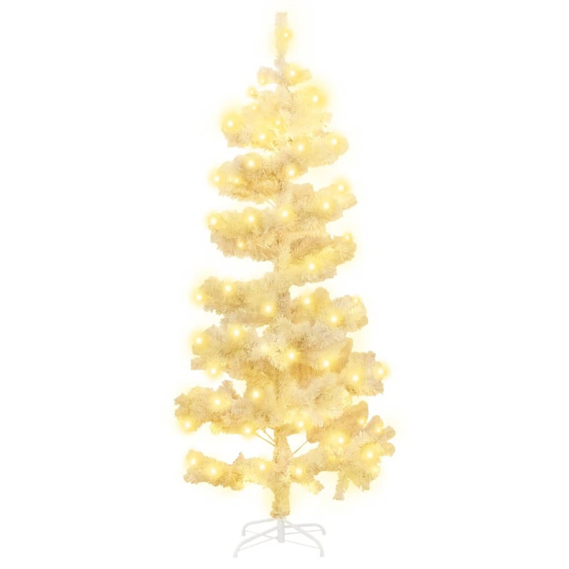 Arbre de Noël hélicoïdal pré éclairé et support blanc 150cm PVC