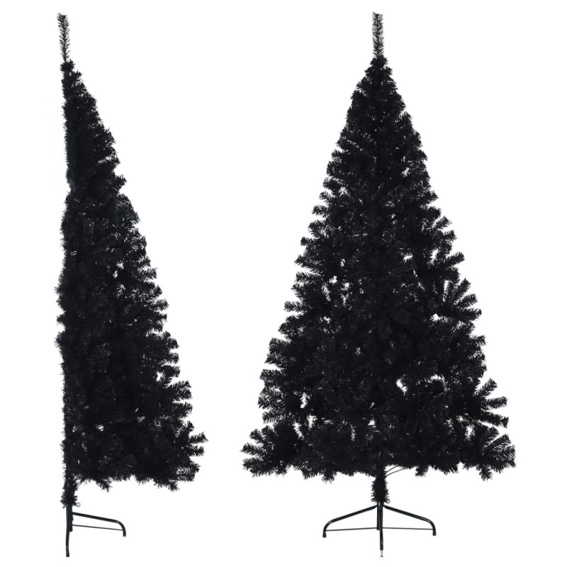 Demi sapin de Noël artificiel avec support Noir 240 cm PVC