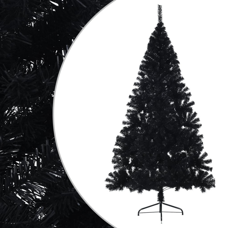 Demi sapin de Noël artificiel avec support Noir 240 cm PVC