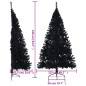 Demi sapin de Noël artificiel avec support Noir 240 cm PVC