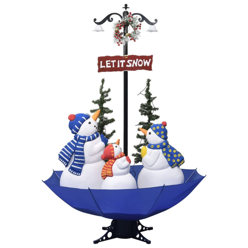 Arbre de Noël neigeux avec base de parapluie Bleu 170 cm PVC