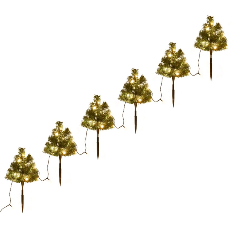 Arbres d allée de Noël 6 pcs avec LED blanc chaud 45 cm PVC