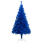 Arbre de Noël artificiel pré éclairé et boules bleu 210 cm PVC