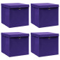  Boîtes de rangement et couvercles 4 pcs Violet 32x32x32cm Tissu