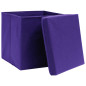  Boîtes de rangement et couvercles 4 pcs Violet 32x32x32cm Tissu