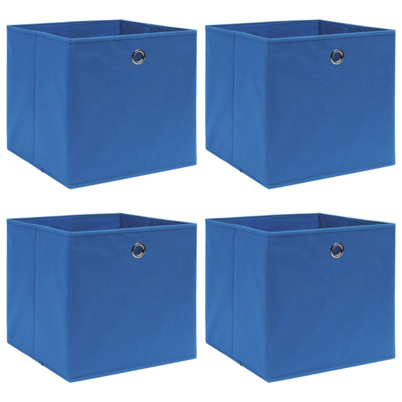 Boîtes de rangement 4 pcs Bleu 32x32x32 cm Tissu