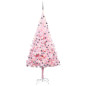 Arbre de Noël artificiel pré éclairé et boules rose 240 cm PVC