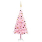 Arbre de Noël artificiel pré éclairé et boules rose 210 cm PVC