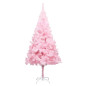 Arbre de Noël artificiel pré éclairé et boules rose 210 cm PVC